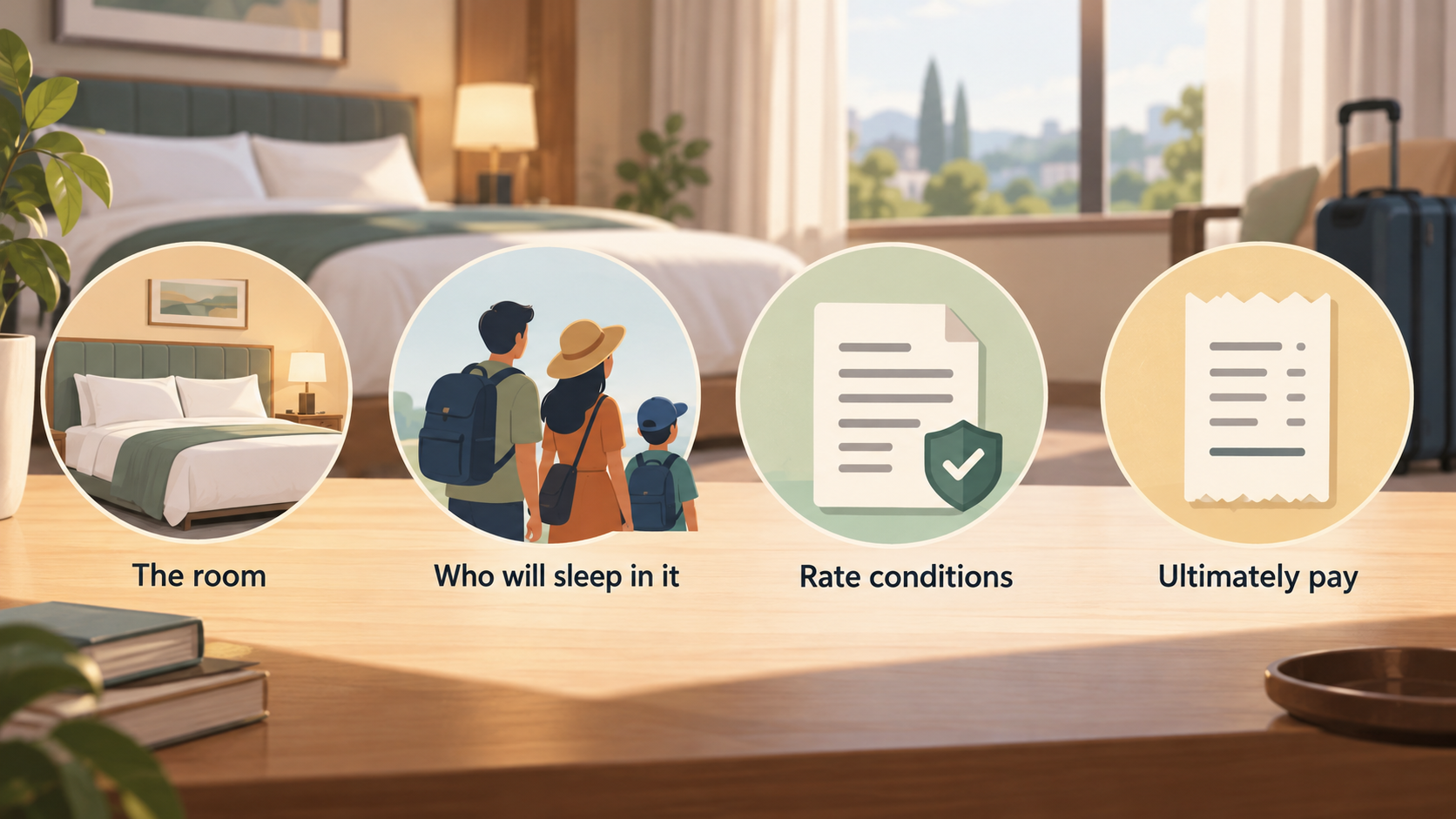Introduce the hotel room and rate comparison topic with a neutral room image.