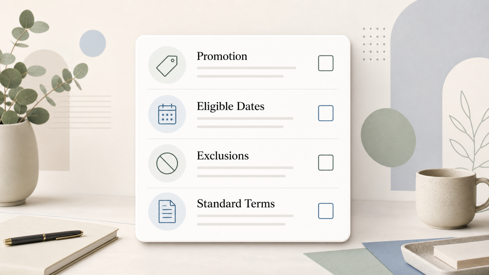 Help readers evaluate published promotions as date-specific offers with conditions